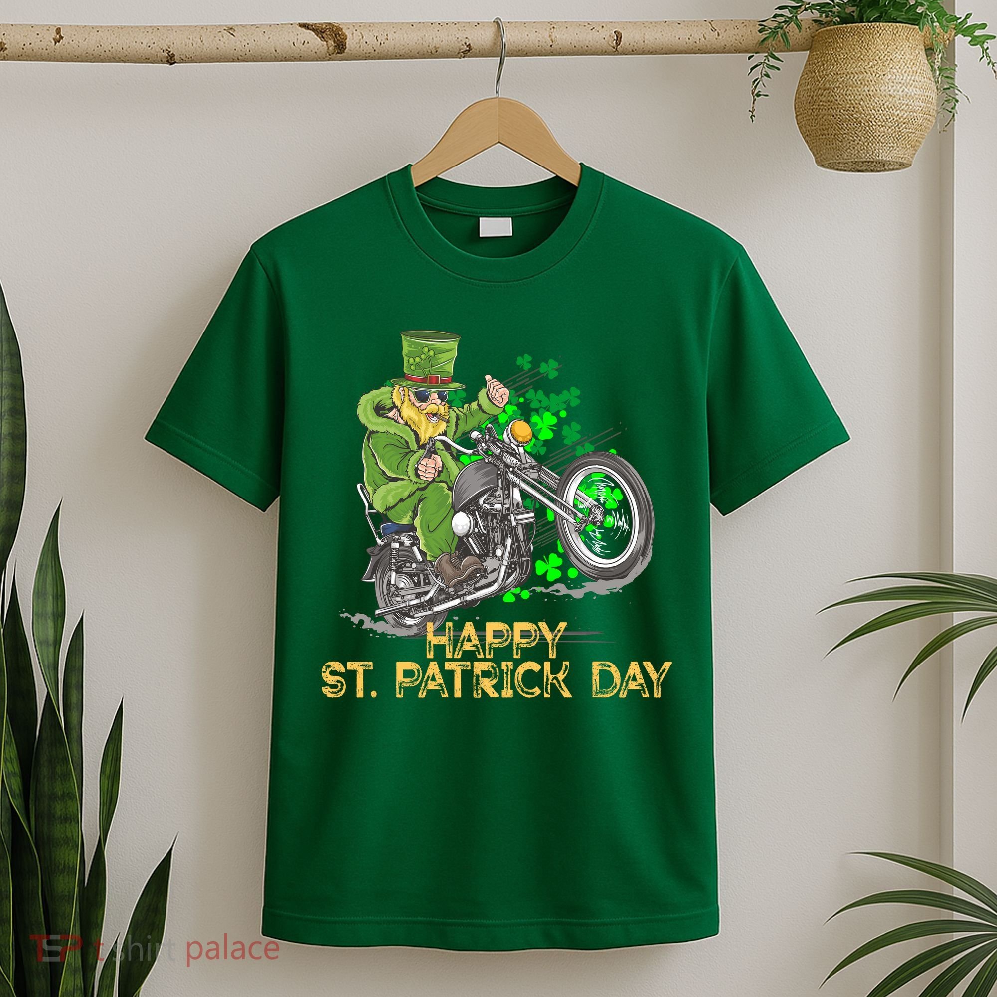 St Patrick Day Motorcycle Bike Biker Rider Plus Size T-Shirt