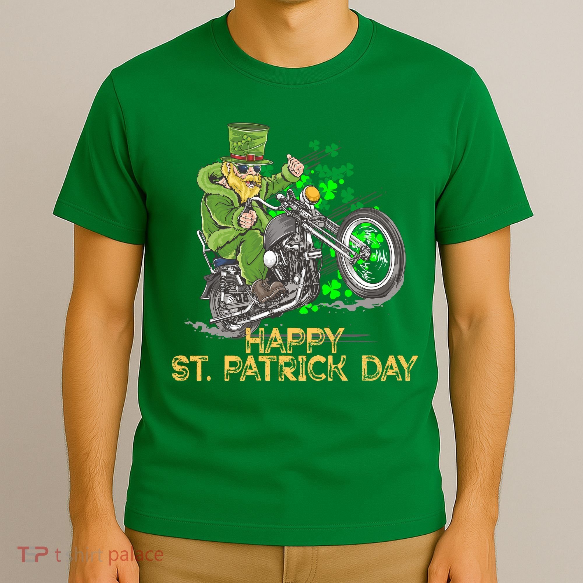 St Patrick Day Motorcycle Bike Biker Rider Plus Size T-Shirt