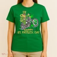St Patrick Day Motorcycle Bike Biker Rider Plus Size T-Shirt thumb 4