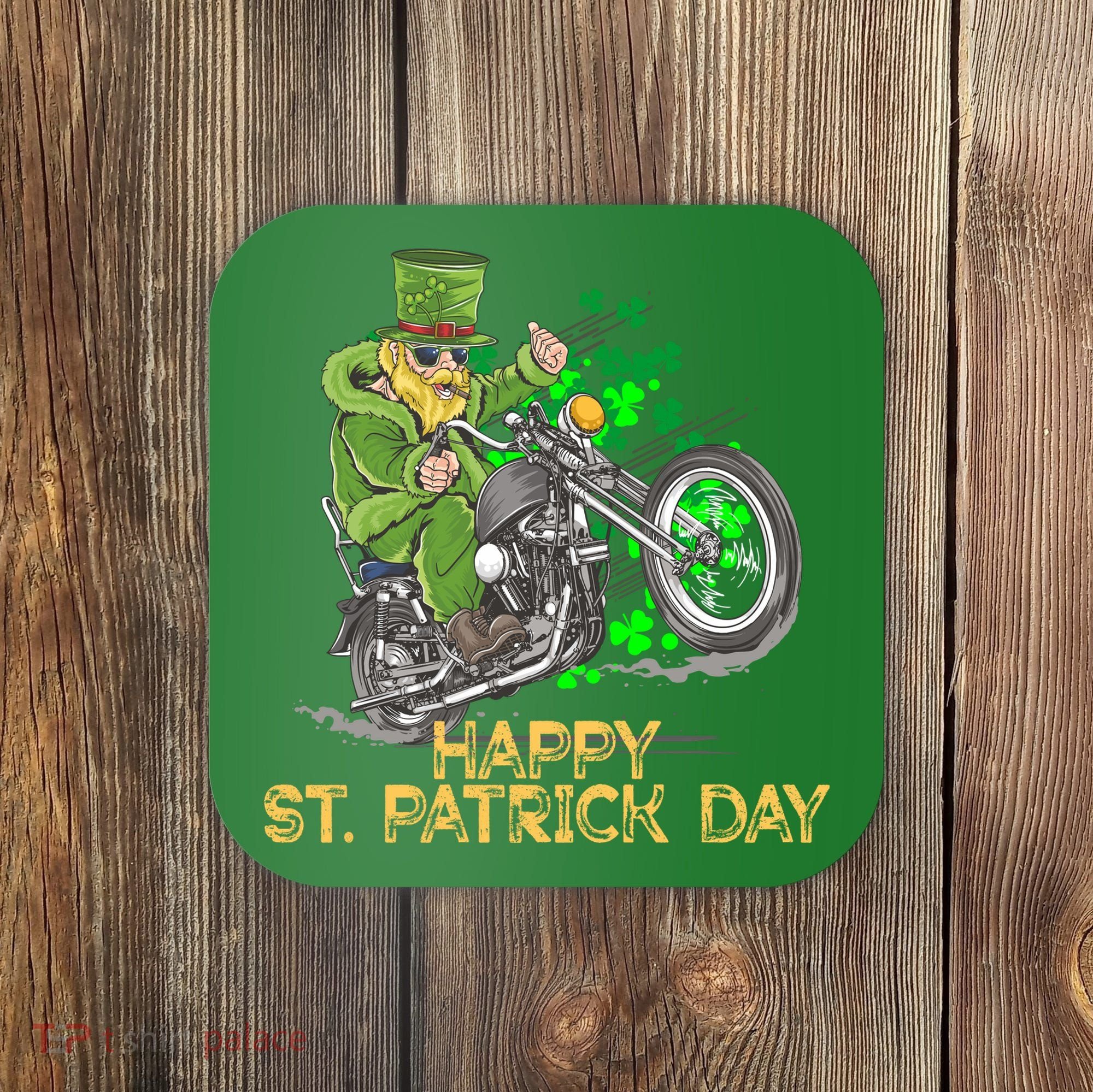St Patrick Day Motorcycle Bike Biker Rider Plus Size Coaster