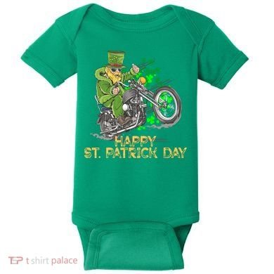 St Patrick Day Motorcycle Bike Biker Rider Plus Size Baby Bodysuit