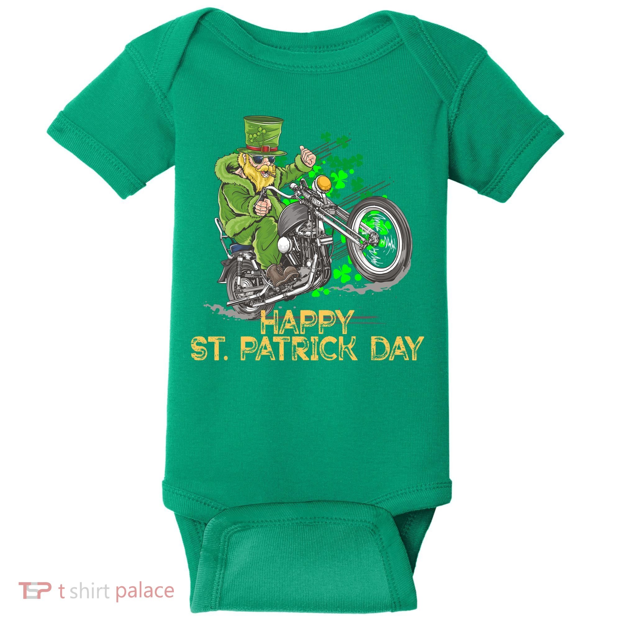 St Patrick Day Motorcycle Bike Biker Rider Plus Size Baby Bodysuit