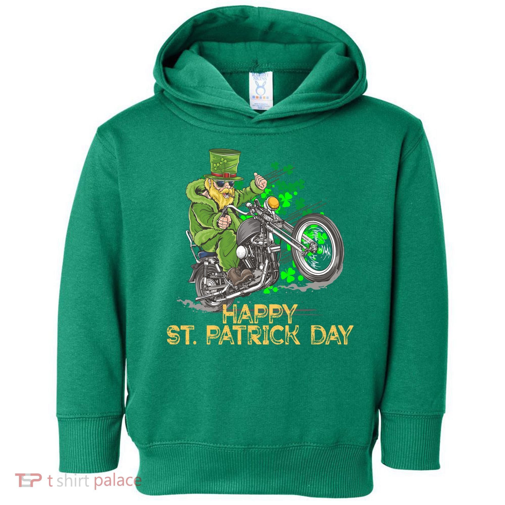 St Patrick Day Motorcycle Bike Biker Rider Plus Size Toddler Hoodie