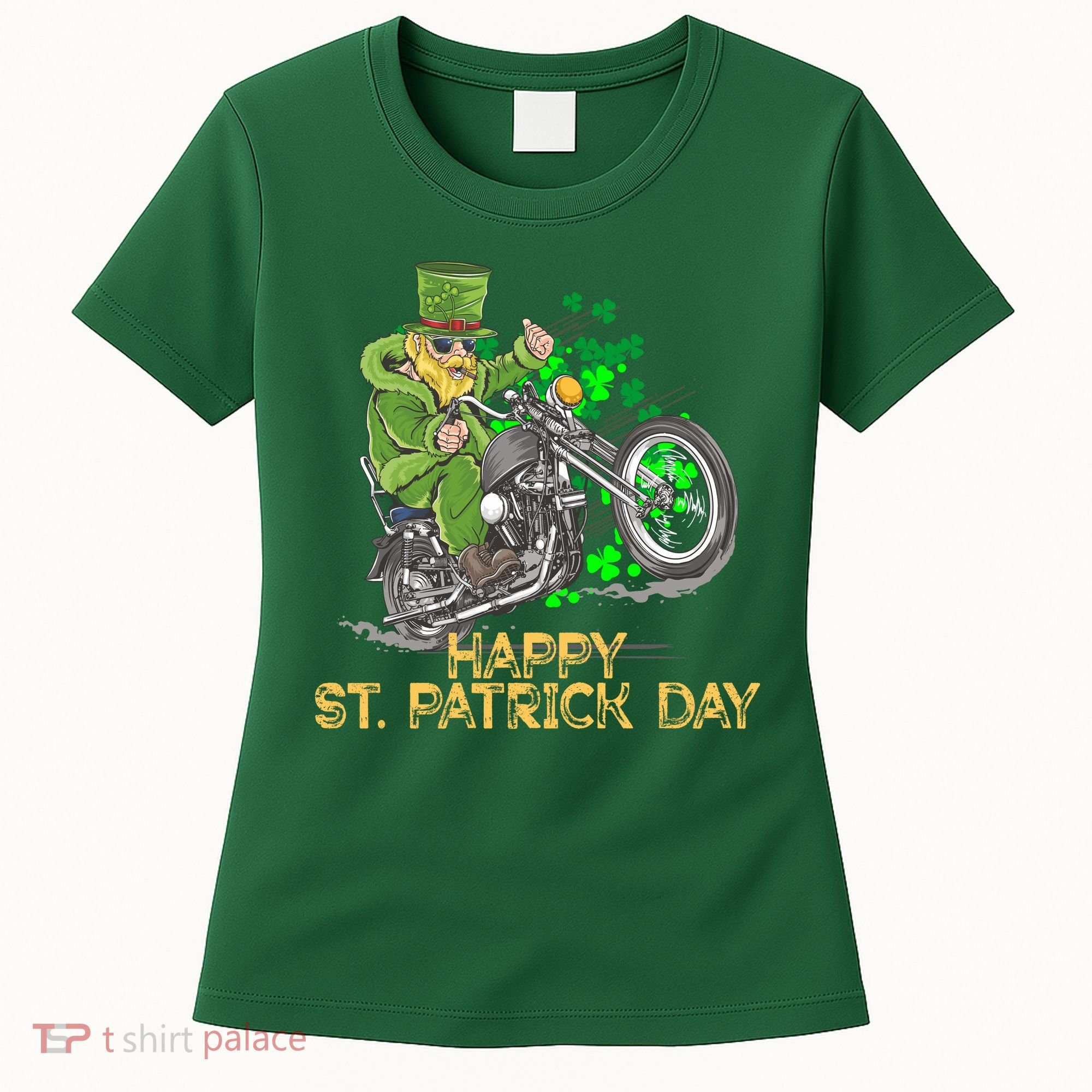 St Patrick Day Motorcycle Bike Biker Rider Plus Size Women's T-Shirt