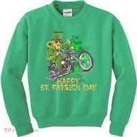 St Patrick Day Motorcycle Bike Biker Rider Plus Size Kids Sweatshirt thumb 0