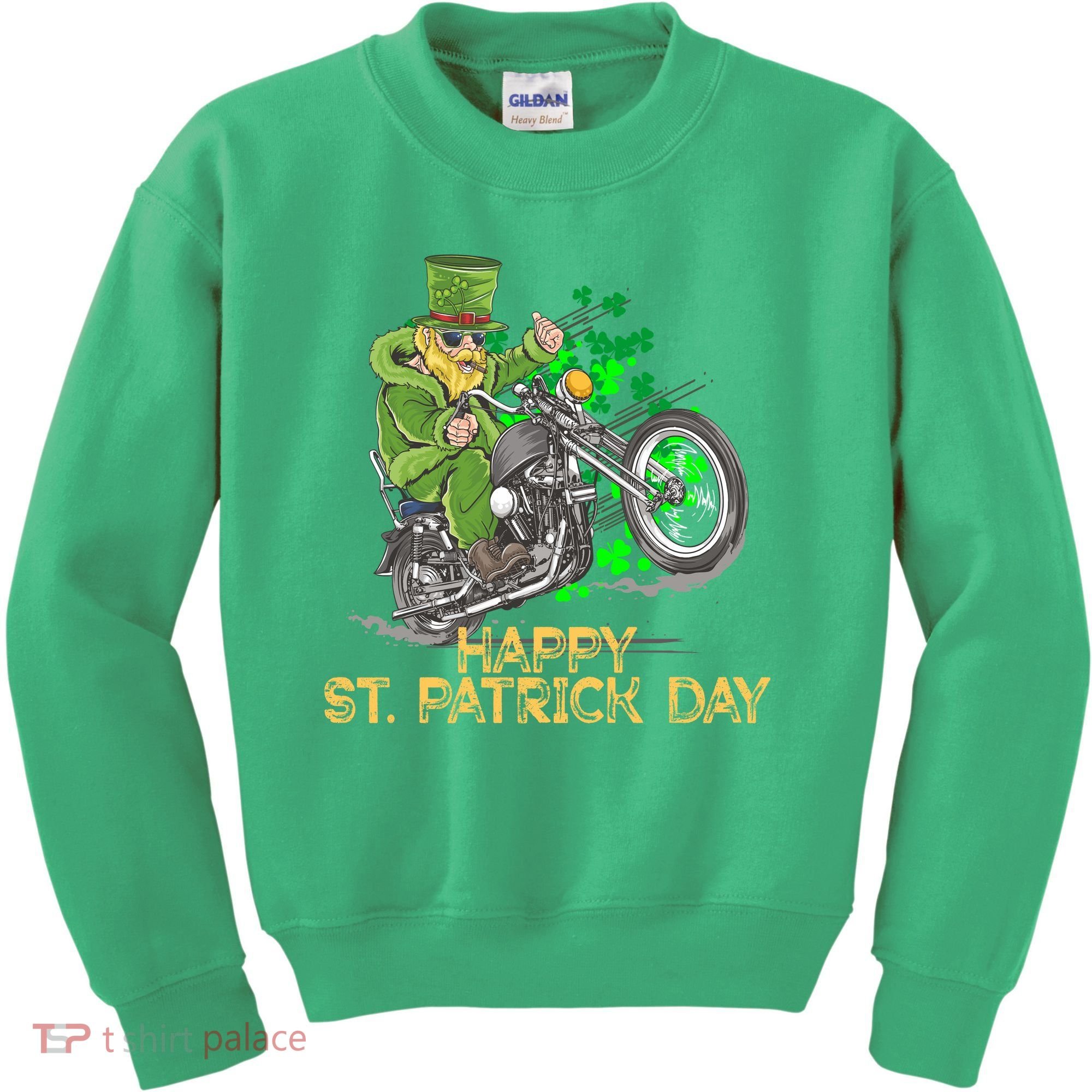 St Patrick Day Motorcycle Bike Biker Rider Plus Size Kids Sweatshirt