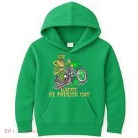 St Patrick Day Motorcycle Bike Biker Rider Plus Size Kids Hoodie thumb 0