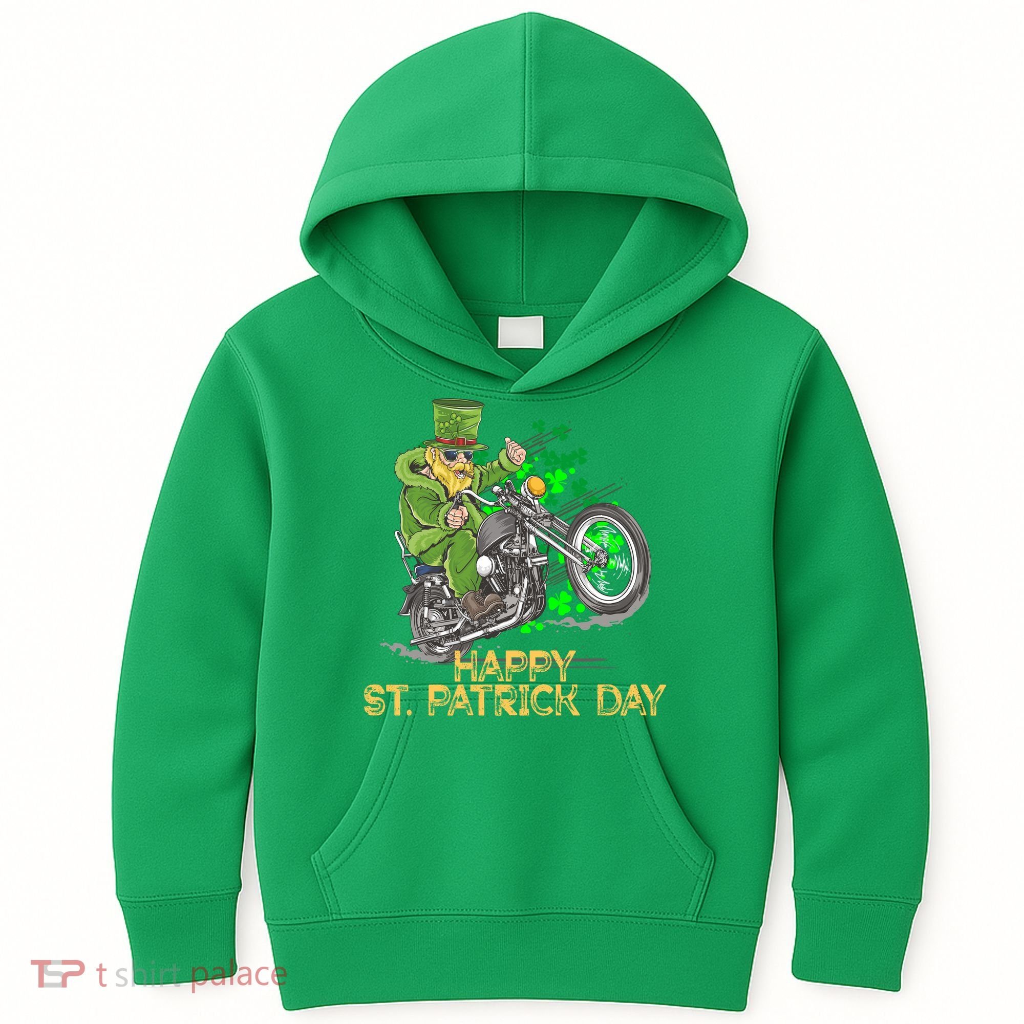 St Patrick Day Motorcycle Bike Biker Rider Plus Size Kids Hoodie