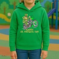 St Patrick Day Motorcycle Bike Biker Rider Plus Size Kids Hoodie thumb 3