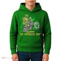 St Patrick Day Motorcycle Bike Biker Rider Plus Size Kids Hoodie thumb 4
