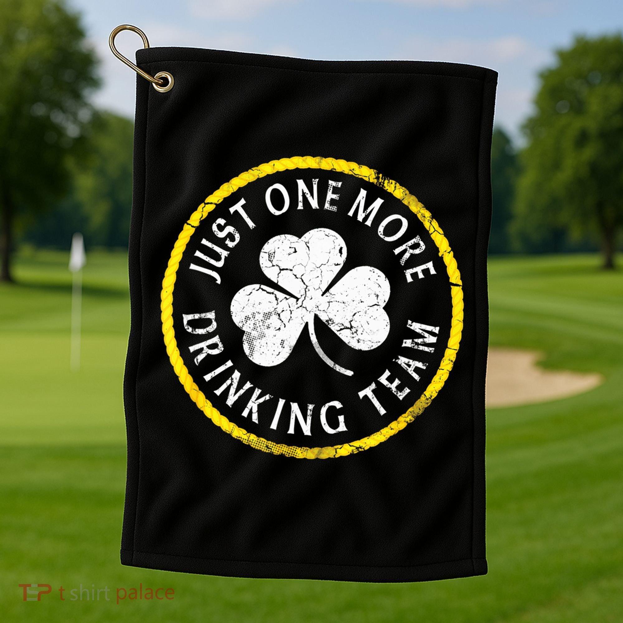 St Patricks Day Just One More Drinking Team Irish Shamrock Gift Golf Towel