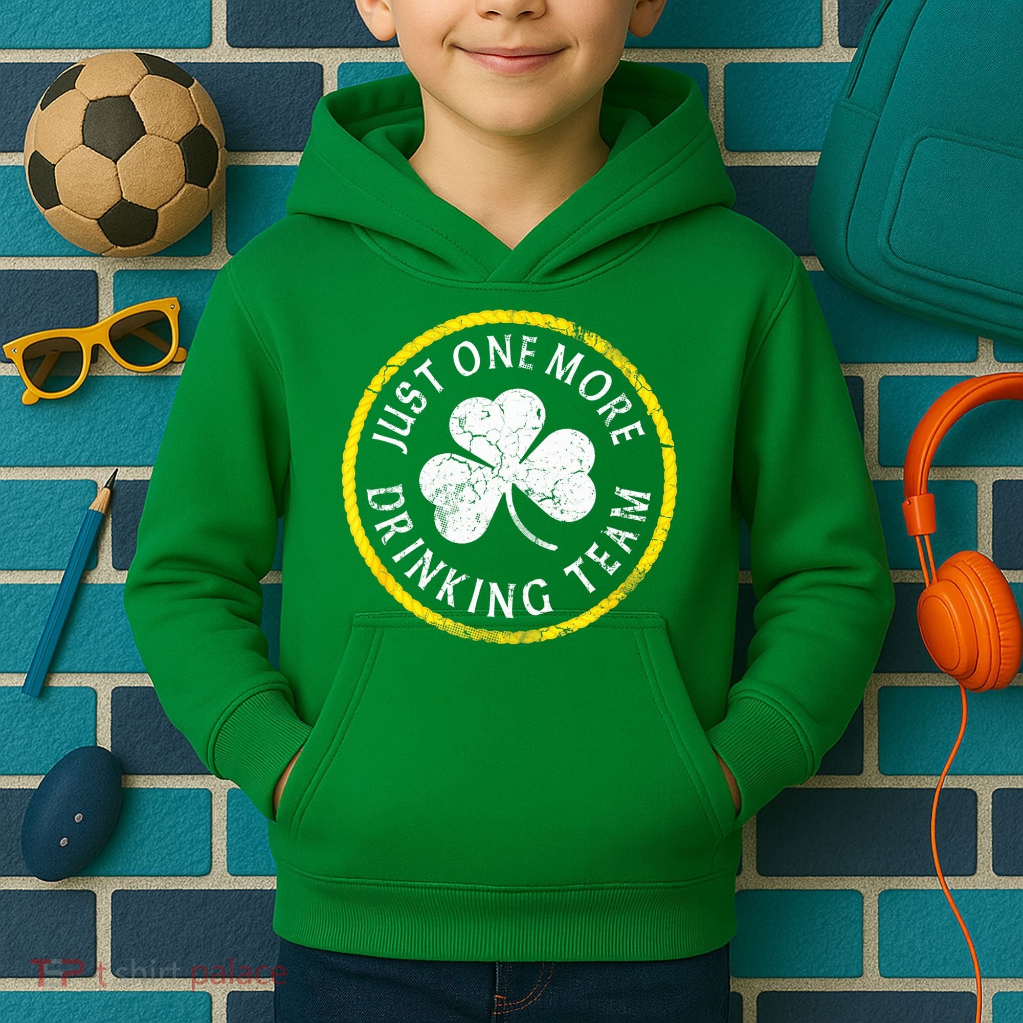 St Patricks Day Just One More Drinking Team Irish Shamrock Gift Kids Hoodie