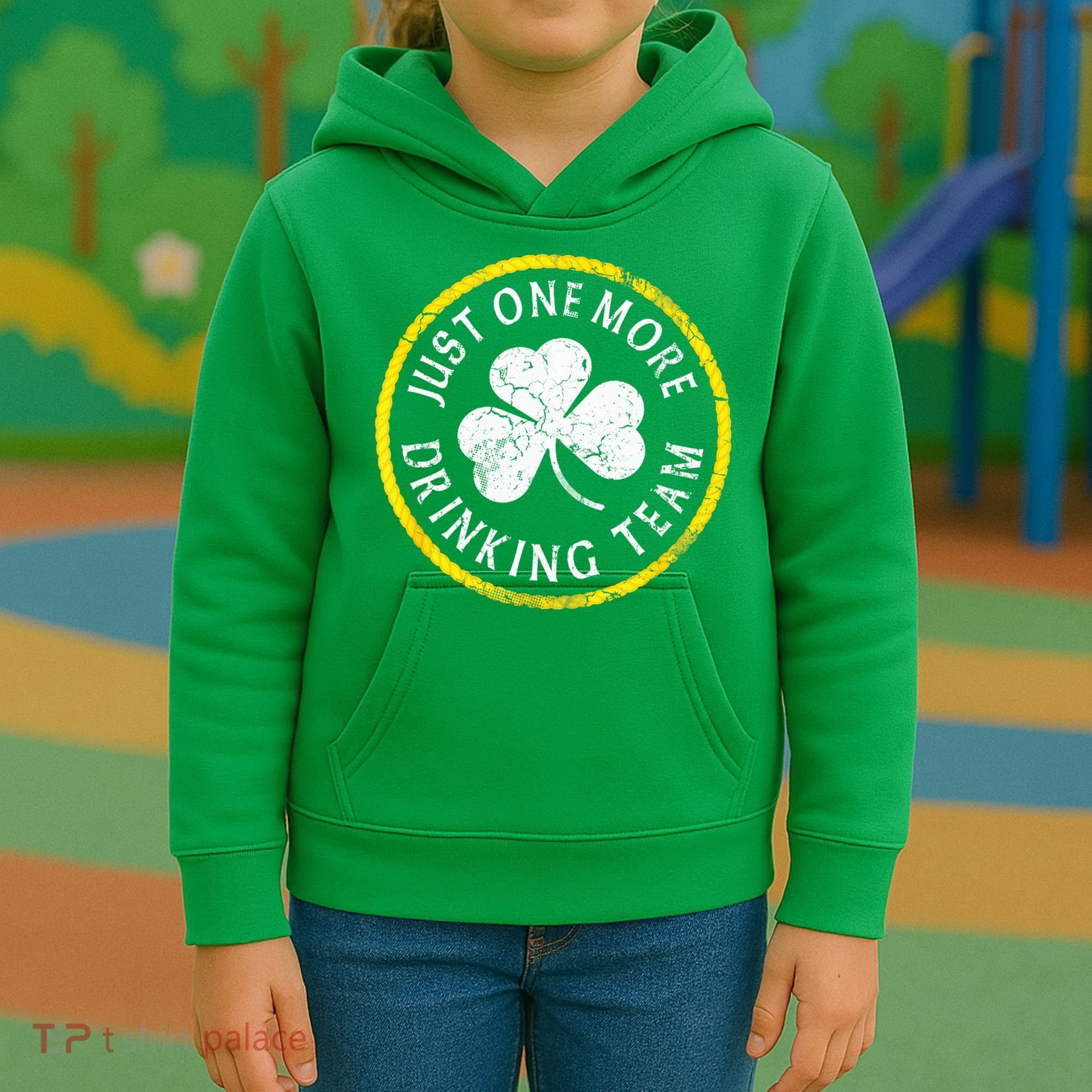 St Patricks Day Just One More Drinking Team Irish Shamrock Gift Kids Hoodie