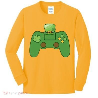 St Patrick's Day Gaming Controller Kids Long Sleeve Shirt