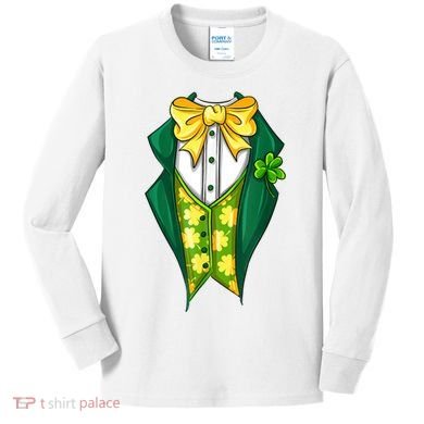 St Patrick's Day Tuxedo Kids Long Sleeve Shirt