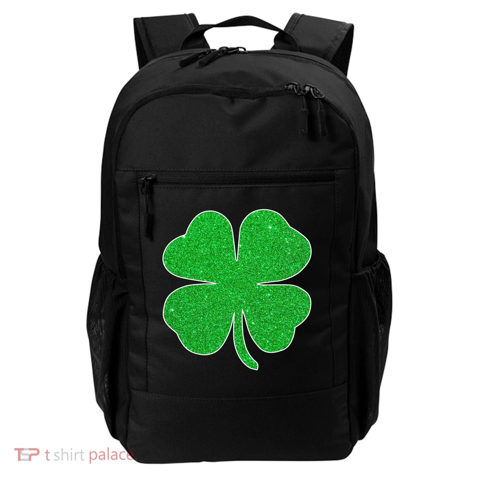 St. Patrick's Day Green Glitter Clover Shamrock Backpack