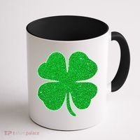 St. Patrick's Day Green Glitter Clover Shamrock Coffee Mug thumb 1