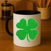 St. Patrick's Day Green Glitter Clover Shamrock Coffee Mug thumb 4