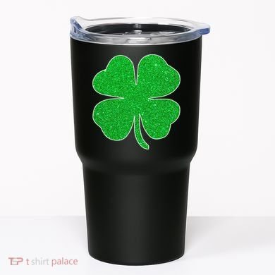 St. Patrick's Day Green Glitter Clover Shamrock Tumbler