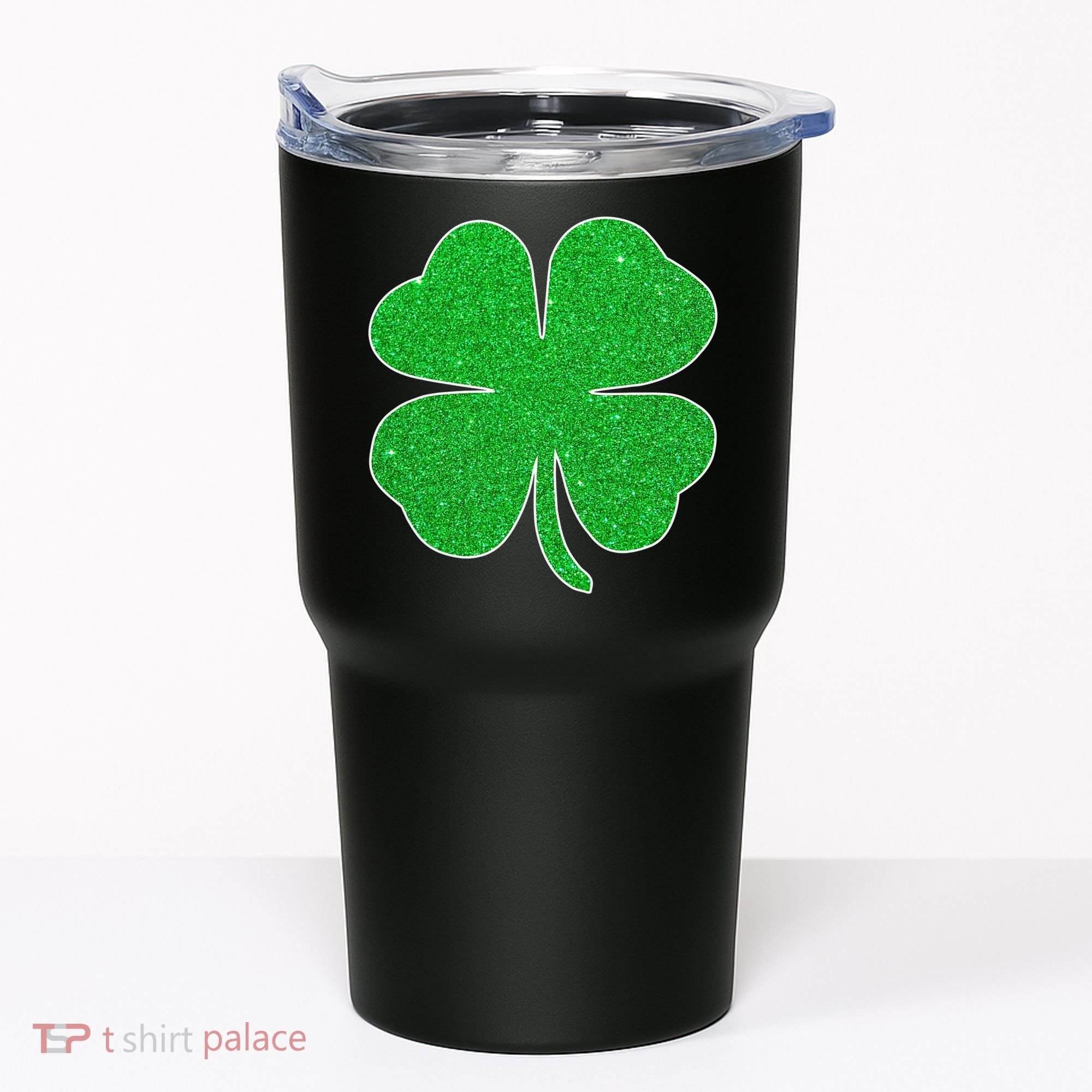 St. Patrick's Day Green Glitter Clover Shamrock Tumbler