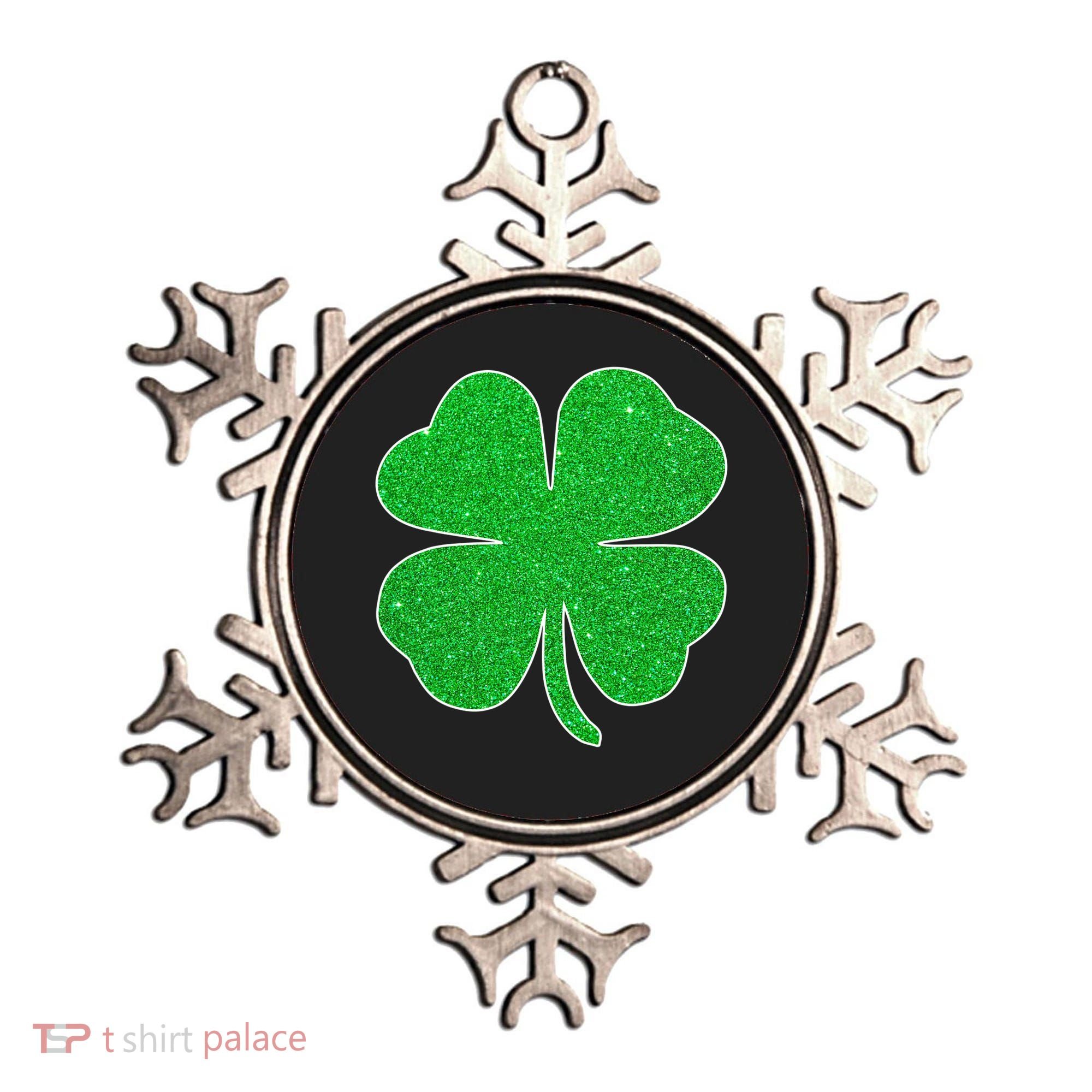St. Patrick's Day Green Glitter Clover Shamrock Ornament