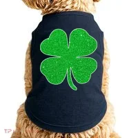 St. Patrick's Day Green Glitter Clover Shamrock Doggie Tank thumb 0