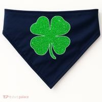 St. Patrick's Day Green Glitter Clover Shamrock USA-Made Doggie Bandana thumb 0