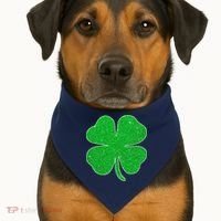St. Patrick's Day Green Glitter Clover Shamrock USA-Made Doggie Bandana thumb 1