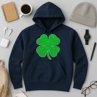 St. Patrick's Day Green Glitter Clover Shamrock Hoodie thumb 3