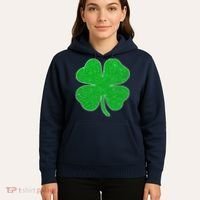 St. Patrick's Day Green Glitter Clover Shamrock Hoodie thumb 5
