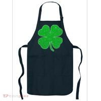 St. Patrick's Day Green Glitter Clover Shamrock Apron thumb 0
