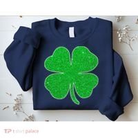 St. Patrick's Day Green Glitter Clover Shamrock Sweatshirt thumb 2