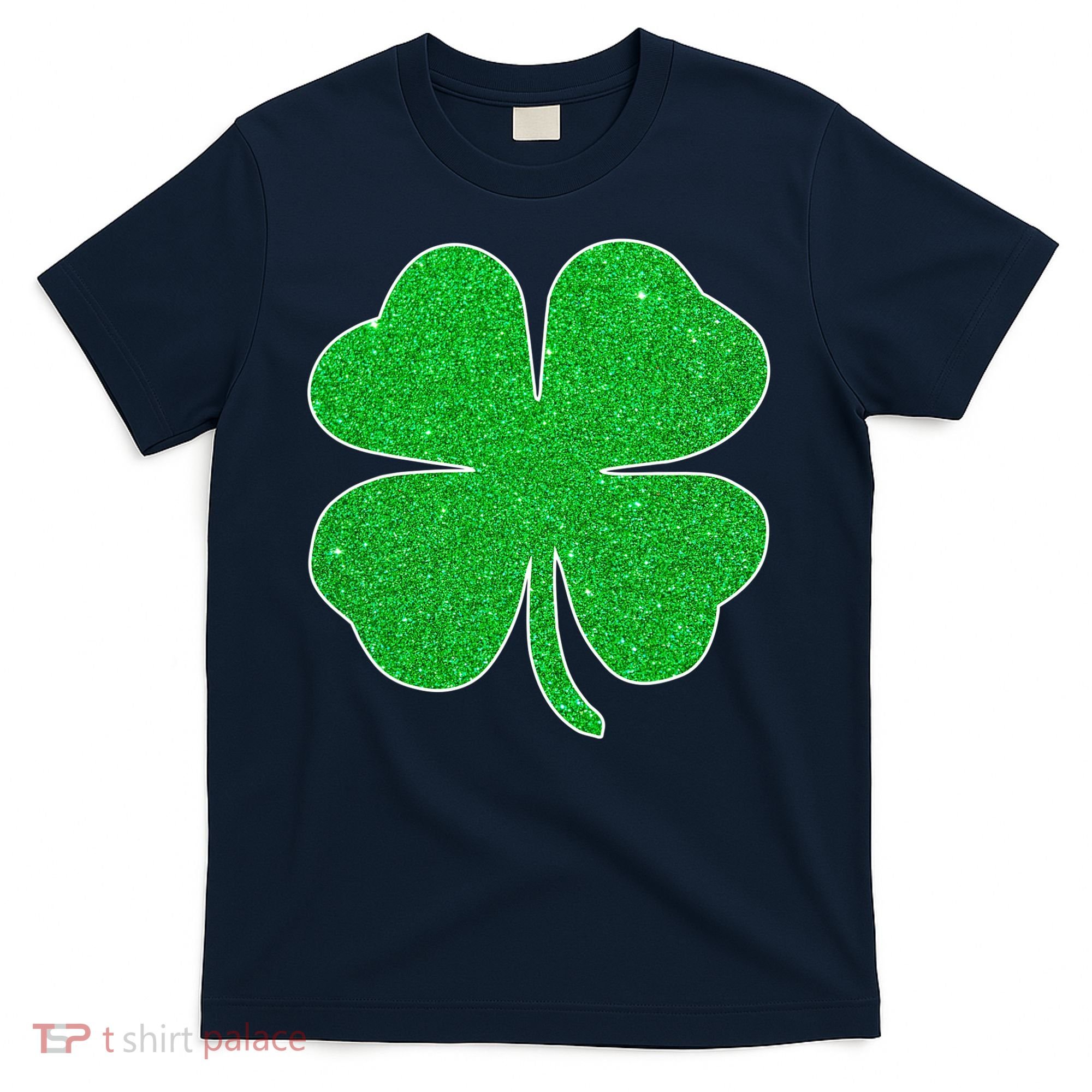 St. Patrick's Day Green Glitter Clover Shamrock T-Shirt