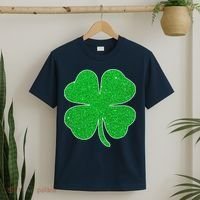 St. Patrick's Day Green Glitter Clover Shamrock T-Shirt thumb 2