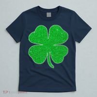 St. Patrick's Day Green Glitter Clover Shamrock T-Shirt thumb 5