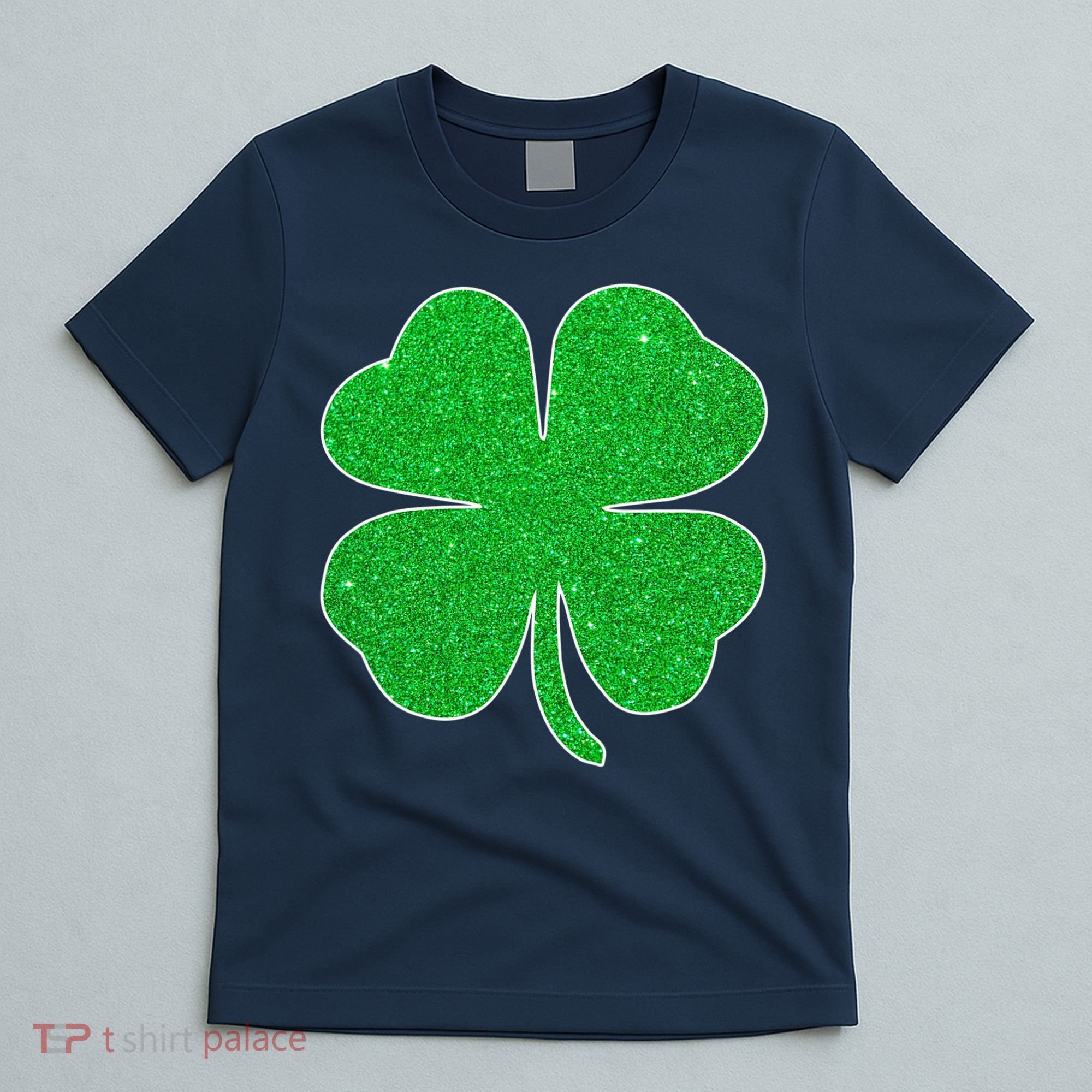 St. Patrick's Day Green Glitter Clover Shamrock T-Shirt