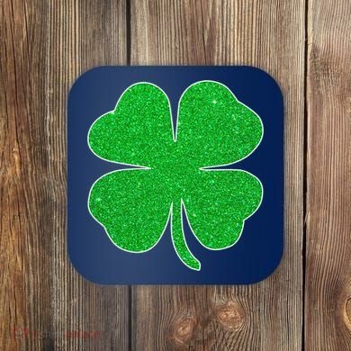 St. Patrick's Day Green Glitter Clover Shamrock Coaster
