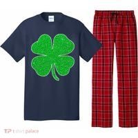 St. Patrick's Day Green Glitter Clover Shamrock Pajama Set thumb 0