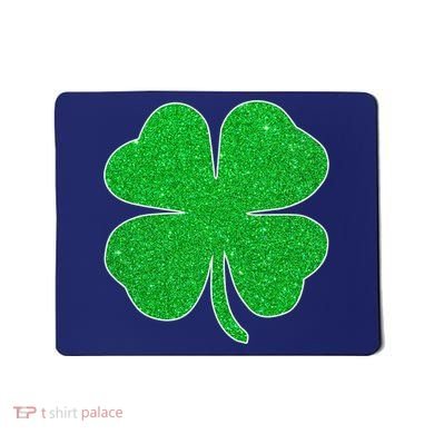 St. Patrick's Day Green Glitter Clover Shamrock Mousepad