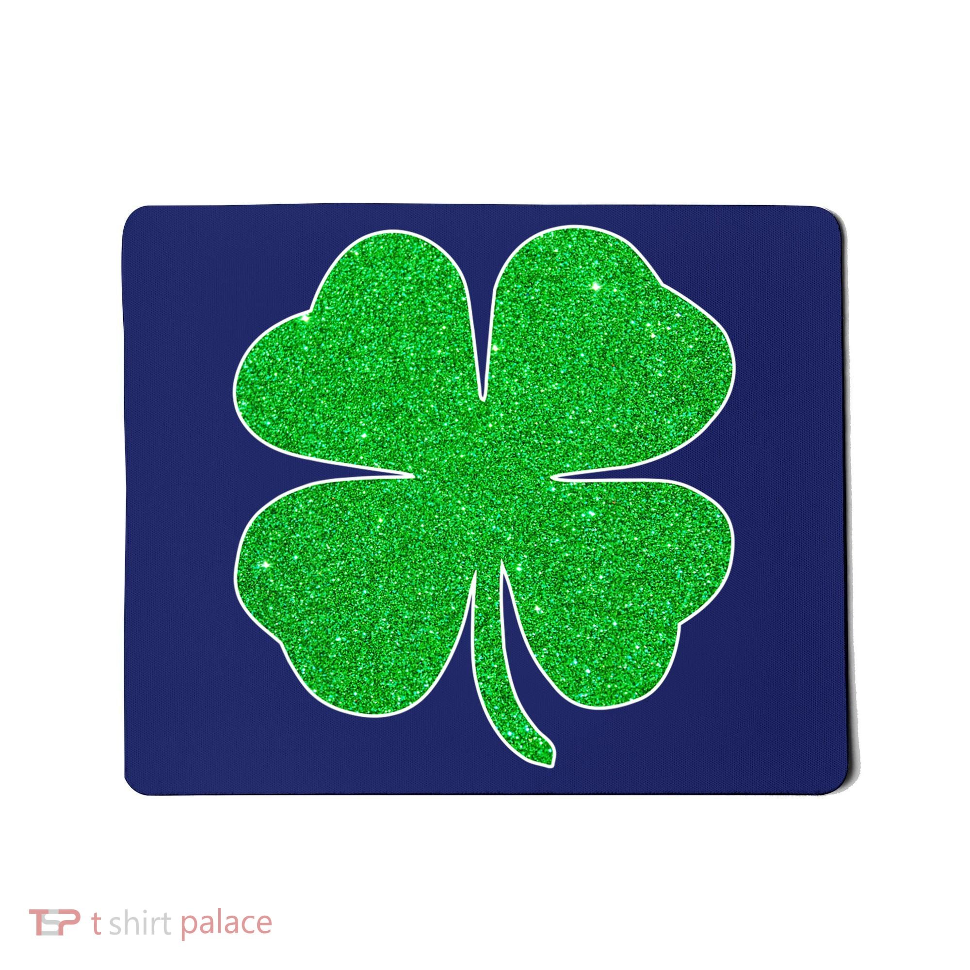 St. Patrick's Day Green Glitter Clover Shamrock Mousepad
