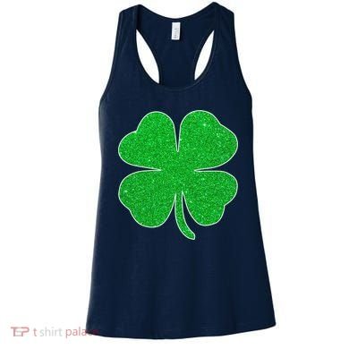St. Patrick's Day Green Glitter Clover Shamrock Women's Tank Top