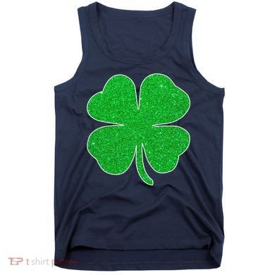 St. Patrick's Day Green Glitter Clover Shamrock Tank Top