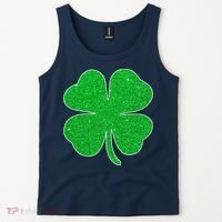 St. Patrick's Day Green Glitter Clover Shamrock Tank Top thumb 2