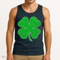St. Patrick's Day Green Glitter Clover Shamrock Tank Top thumb 3