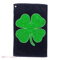 St. Patrick's Day Green Glitter Clover Shamrock Golf Towel thumb 0