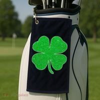 St. Patrick's Day Green Glitter Clover Shamrock Golf Towel thumb 2