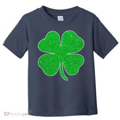St. Patrick's Day Green Glitter Clover Shamrock Toddler T-Shirt