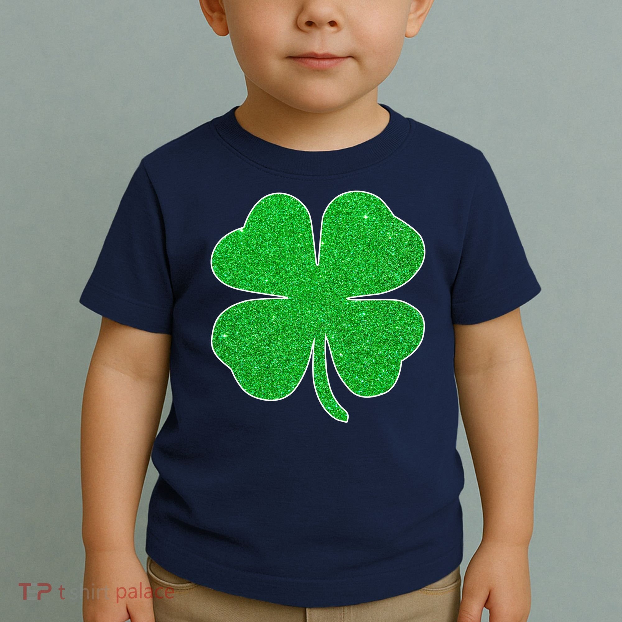 St. Patrick's Day Green Glitter Clover Shamrock Toddler T-Shirt