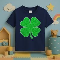 St. Patrick's Day Green Glitter Clover Shamrock Toddler T-Shirt thumb 3