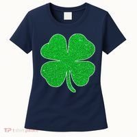 St. Patrick's Day Green Glitter Clover Shamrock Women's T-Shirt thumb 0